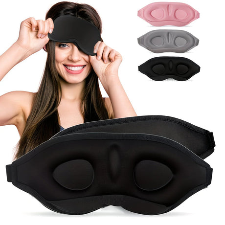 3D Sleep Mask with Nose Rest, Designed for Side Sleepers, Total Blackout 3D Sleep Mask, Unisex, Night Eye Cover, Soft & Breathable Eye Mask, Zero-Pressure Relaxing Sleep Mask for Night Use (Black)