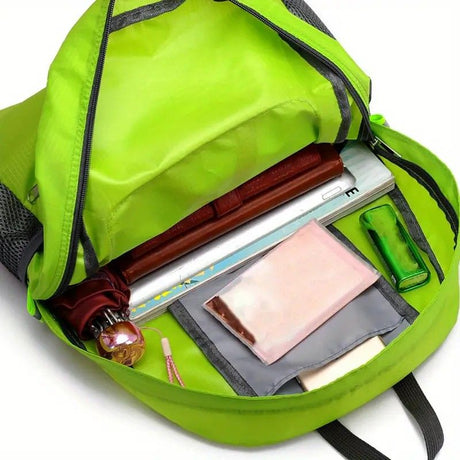 Foldable Nylon Backpack – Lightweight, Durable, and Strong Load Capacity, Four-Step Folding Transforms into a Handbag in Seconds, Multi-pocket Organization with Breathable Carrying(blue)