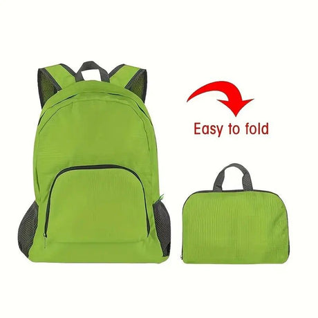 Foldable Nylon Backpack – Lightweight, Durable, and Strong Load Capacity, Four-Step Folding Transforms into a Handbag in Seconds, Multi-pocket Organization with Breathable Carrying(blue)