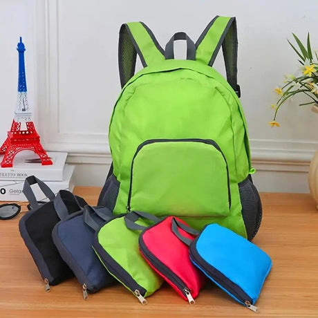 Foldable Nylon Backpack – Lightweight, Durable, and Strong Load Capacity, Four-Step Folding Transforms into a Handbag in Seconds, Multi-pocket Organization with Breathable Carrying(rose-carmine)