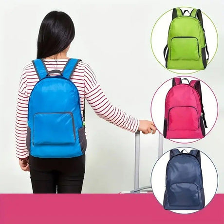Foldable Nylon Backpack – Lightweight, Durable, and Strong Load Capacity, Four-Step Folding Transforms into a Handbag in Seconds, Multi-pocket Organization with Breathable Carrying(rose-carmine)