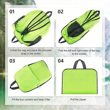 Foldable Nylon Backpack – Lightweight, Durable, and Strong Load Capacity, Four-Step Folding Transforms into a Handbag in Seconds, Multi-pocket Organization with Breathable Carrying(rose-carmine)