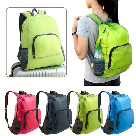 Foldable Nylon Backpack – Lightweight, Durable, and Strong Load Capacity, Four-Step Folding Transforms into a Handbag in Seconds, Multi-pocket Organization with Breathable Carrying(GREY)