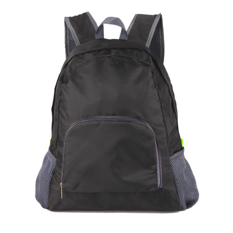 Foldable Nylon Backpack – Lightweight, Durable, and Strong Load Capacity, Four-Step Folding Transforms into a Handbag in Seconds, Multi-pocket Organization with Breathable Carrying(BLACK)