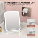 LED Makeup Mirror with Lights, 3 Color Modes Touch Control, Rechargeable Travel Vanity Mirror(WHITE)