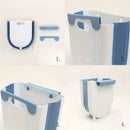 1 Portable Folding Trash Can with Hook - Modern Minimalist Rectangular Design, Space-Saving Durable Plastic Kitchen Bathroom Trash Can, No Power Required, Easy-Clean Surface.blue