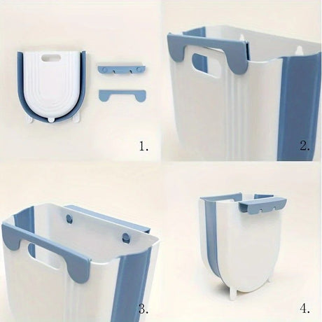 1 Portable Folding Trash Can with Hook - Modern Minimalist Rectangular Design, Space-Saving Durable Plastic Kitchen Bathroom Trash Can, No Power Required, Easy-Clean Surface.purple