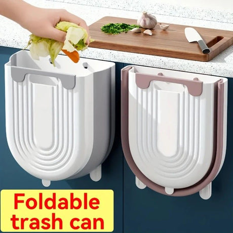 1 Portable Folding Trash Can with Hook - Modern Minimalist Rectangular Design, Space-Saving Durable Plastic Kitchen Bathroom Trash Can, No Power Required, Easy-Clean Surface.purple