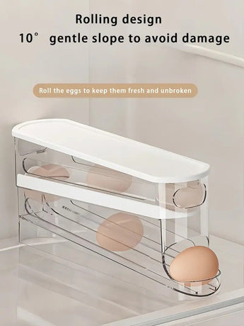 Automatic Sliding Egg Holder 12-14 Eggs Flip Lid Fridge Storage Container