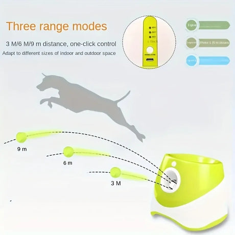 Automatic Pet Ball Launcher Toy with 3 Smart Launch Modes, Built-in Li-ion Battery & USB Charging, Long Battery Life, Indoor/Outdoor Use, Perfect Interactive Training Toy for Small and Medium Dogs（orange)