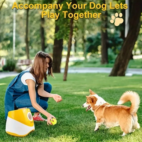 Automatic Pet Ball Launcher Toy with 3 Smart Launch Modes, Built-in Li-ion Battery & USB Charging, Long Battery Life, Indoor/Outdoor Use, Perfect Interactive Training Toy for Small and Medium Dogs（orange)