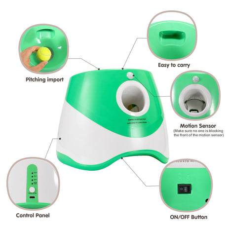Automatic Pet Ball Launcher Toy with 3 Smart Launch Modes, Built-in Li-ion Battery & USB Charging, Long Battery Life, Indoor/Outdoor Use, Perfect Interactive Training Toy for Small and Medium Dogs（orange)