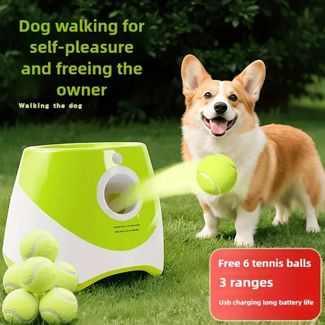 Automatic Pet Ball Launcher Toy with 3 Smart Launch Modes, Built-in Li-ion Battery & USB Charging, Long Battery Life, Indoor/Outdoor Use, Perfect Interactive Training Toy for Small and Medium Dogs.(aqua)