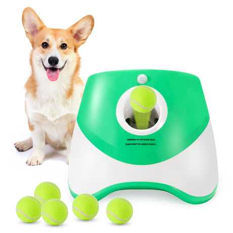 Automatic Pet Ball Launcher Toy with 3 Smart Launch Modes, Built-in Li-ion Battery & USB Charging, Long Battery Life, Indoor/Outdoor Use, Perfect Interactive Training Toy for Small and Medium Dogs.(aqua)