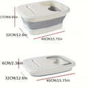 Foldable Foot Soak Tub: TPE Collapsible Deep Tub with Lid for Heat Retention, Foot Massage, Essential for Home Wellness and Relaxation.PINK