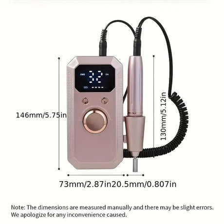 Professional Nail Drill: Quiet and Efficient, LED Digital Display, 31 Accessories for All-in-One Use, Easy for Beginners to Master。white