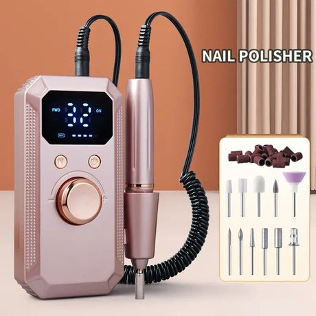 Professional Nail Drill: Quiet and Efficient, LED Digital Display, 31 Accessories for All-in-One Use, Easy for Beginners to Master.rose gold