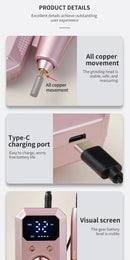 Professional Nail Drill: Quiet and Efficient, LED Digital Display, 31 Accessories for All-in-One Use, Easy for Beginners to Master.rose gold