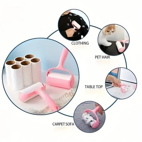 1 Handle + 6 Refill Rolls Lint Roller! Home Clothing and Pet Hair Cleaning Roller, Tear-off Adhesive Sheets, Strong Stickiness Won't Damage Fabrics, Essential Home Cleaning Must-Have
