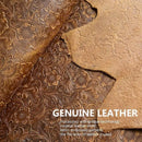 Genuine Leather Carved Barrel Piggy Bank, Natural Top Grain Cowhide Vintage Relief, Zipper Closure Portable