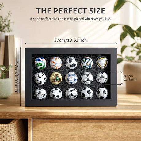 1970-2026 Handmade Mini Football Ornaments, 15 Classic Reproductions, Leather Hand-Stitched, with Acrylic Display Case, Desktop Decoration and Fan Collection Memorabilia.