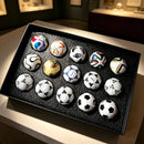 1970-2026 Handmade Mini Football Ornaments, 15 Classic Reproductions, Leather Hand-Stitched, with Acrylic Display Case, Desktop Decoration and Fan Collection Memorabilia.