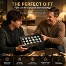 1970-2026 Handmade Mini Football Ornaments, 15 Classic Reproductions, Leather Hand-Stitched, with Acrylic Display Case, Desktop Decoration and Fan Collection Memorabilia.
