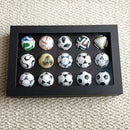 1970-2026 Handmade Mini Football Ornaments, 15 Classic Reproductions, Leather Hand-Stitched, with Acrylic Display Case, Desktop Decoration and Fan Collection Memorabilia.