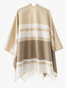 European and American minimalist cross-tie plaid cape cloak, acrylic warm versatile autumn winter outerwear fashion piece(Deep khaki)