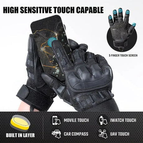 Full-Finger Multi-Functional Tactical Gloves, TPU Exoskeleton Impact Protection, Five-Finger Touchscreen Precision Control, Anti-Slip Wear-Resistant Palm, Essential for Outdoor Riding and Tactical Training./GREEN .L code