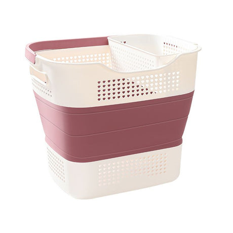Multi-functional Folding Laundry Basket: Hassle-free Storage, One Basket for All Your Clothes Sorting.Light grey