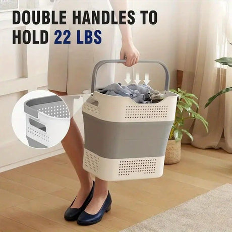 Multi-functional Folding Laundry Basket: Hassle-free Storage, One Basket for All Your Clothes Sorting.dull grey