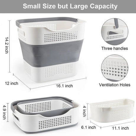 Multi-functional Folding Laundry Basket: Hassle-free Storage, One Basket for All Your Clothes Sorting.dull grey