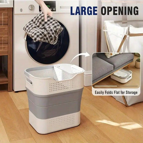 Multi-functional Folding Laundry Basket: Hassle-free Storage, One Basket for All Your Clothes Sorting.purplish red