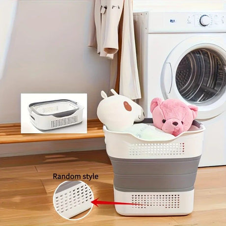 Multi-functional Folding Laundry Basket: Hassle-free Storage, One Basket for All Your Clothes Sorting.purplish red