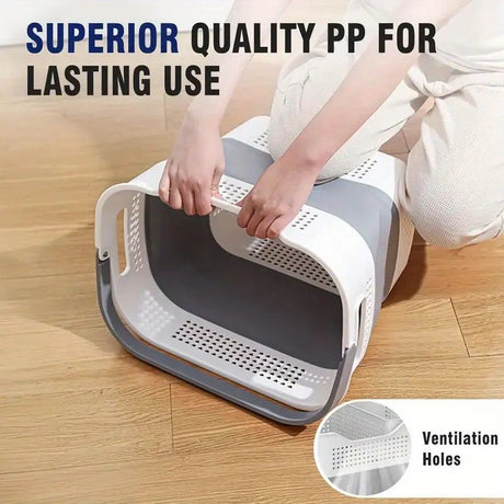 Multi-functional Folding Laundry Basket: Hassle-free Storage, One Basket for All Your Clothes Sorting.purplish red