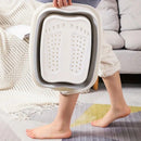 Foldable Foot Soak Tub: TPE Collapsible Deep Tub with Lid for Heat Retention, Foot Massage, Essential for Home Wellness and Relaxation.GREY