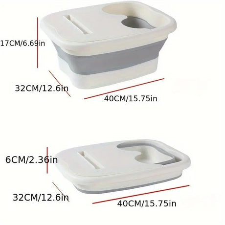 Foldable Foot Soak Tub: TPE Collapsible Deep Tub with Lid for Heat Retention, Foot Massage, Essential for Home Wellness and Relaxation.GREEN