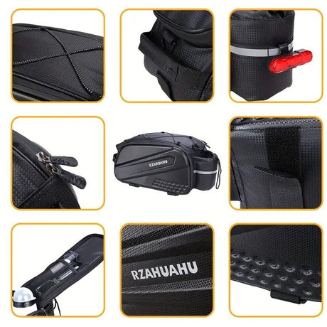 Ride and commute with one bag – waterproof, large capacity, and instantly converts to a shoulder bag.（Black messenger bag）