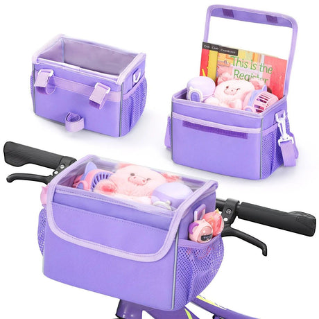 Bicycle Front Hanging Bag, Large Capacity Multi-Pocket Partitioned Storage, Transparent Front Cover for Quick Access, Velcro Straps for Easy Installation, Can Be Shoulder Carried or Mounted on Handlebars, Suitable for Outdoor Cycling and Daily Travel.