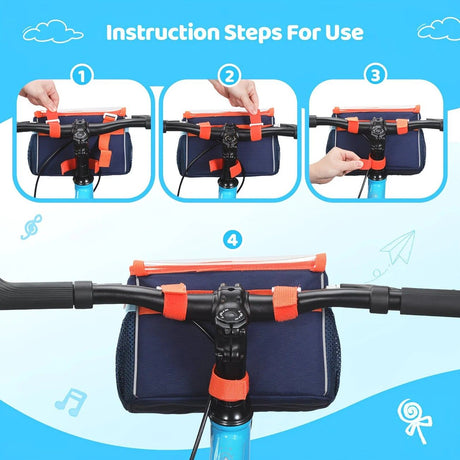 Bicycle Front Hanging Bag, Large Capacity Multi-Pocket Partitioned Storage, Transparent Front Cover for Quick Access, Velcro Straps for Easy Installation, Can Be Shoulder Carried or Mounted on Handlebars, Suitable for Outdoor Cycling and Daily Travel.