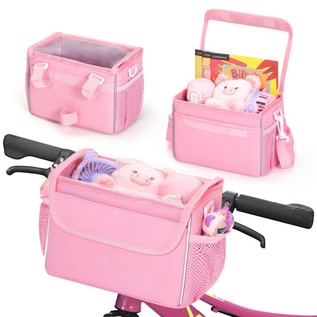Bicycle Front Hanging Bag, Large Capacity Multi-Pocket Partitioned Storage, Transparent Front Cover for Quick Access, Velcro Straps for Easy Installation, Can Be Shoulder Carried or Mounted on Handlebars, Suitable for Outdoor Cycling and Daily Travel.