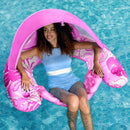Adult Pool Floating Bed with Canopy: Upgraded Large Space, Adjustable Shade, Ergonomic Headrest, Dual Cup Holders, Portable and Comfortable.BLUE