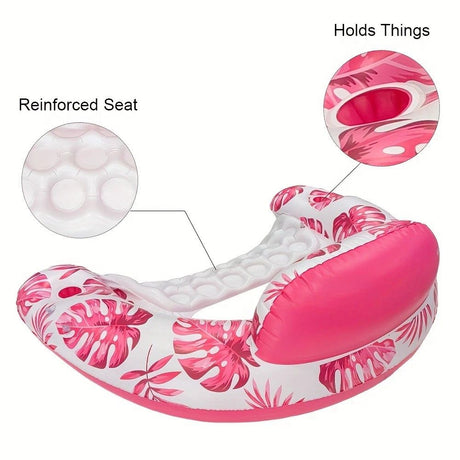 Adult Pool Floating Bed with Canopy: Upgraded Large Space, Adjustable Shade, Ergonomic Headrest, Dual Cup Holders, Portable and Comfortable.BLUE