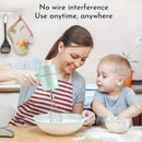 Pink  Wireless charging handheld mixer, 30W with three-speed settings. Dual whisk heads designed for whipping eggs, cream, and batter. Suitable for both kitchen and outdoor use, also an ideal gift.