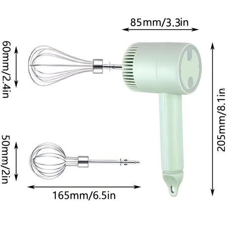 Pink  Wireless charging handheld mixer, 30W with three-speed settings. Dual whisk heads designed for whipping eggs, cream, and batter. Suitable for both kitchen and outdoor use, also an ideal gift.