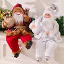 Collectible Sitting Santa Claus Doll | Classic Outfit with Gift Bag, Desktop & Mantel Décor, Ideal New Year & Christmas Gift / Silver-White Sitting Old Man