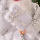 Collectible Sitting Santa Claus Doll | Classic Outfit with Gift Bag, Desktop & Mantel Décor, Ideal New Year & Christmas Gift / Silver-White Sitting Old Man