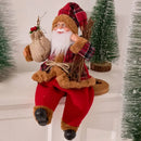 Collectible Sitting Santa Claus Doll | Classic Outfit with Gift Bag, Desktop & Mantel Décor, Ideal New Year & Christmas Gift / Silver-White Sitting Old Man