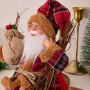 Collectible Sitting Santa Claus Doll | Classic Outfit with Gift Bag, Desktop & Mantel Décor, Ideal New Year & Christmas Gift / Silver-White Sitting Old Man